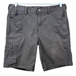Men's Ariat Brown‎ Rebar M4 Relaxed Made Tough Utility Workwear Cotton Short 35
